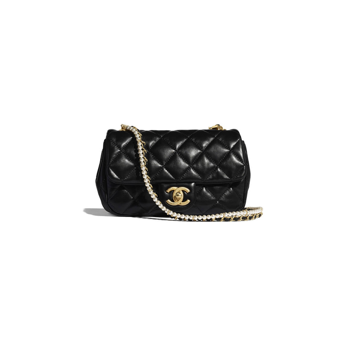 Chanel Crystal Pearls Chain Flap Bag AS2210