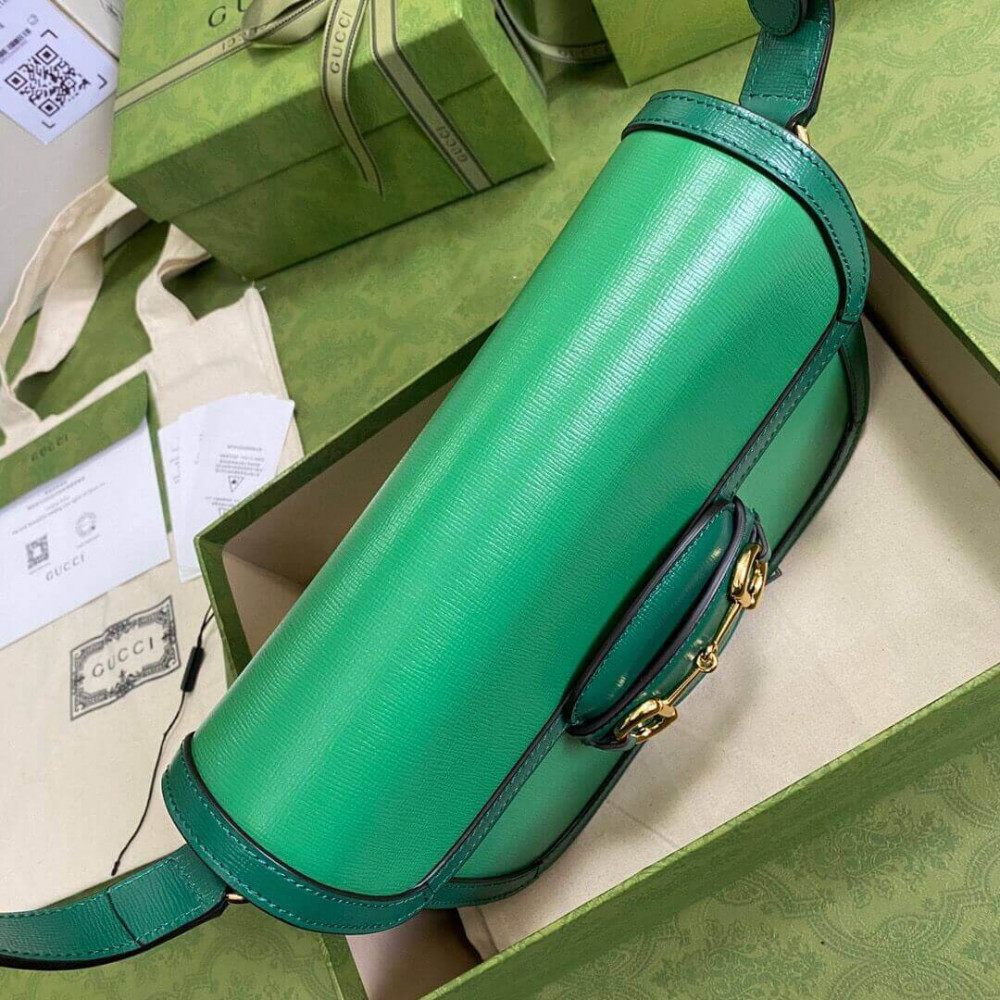 Gucci Horsebit 1955 Small Shoulder Bag 602204 Green Leather