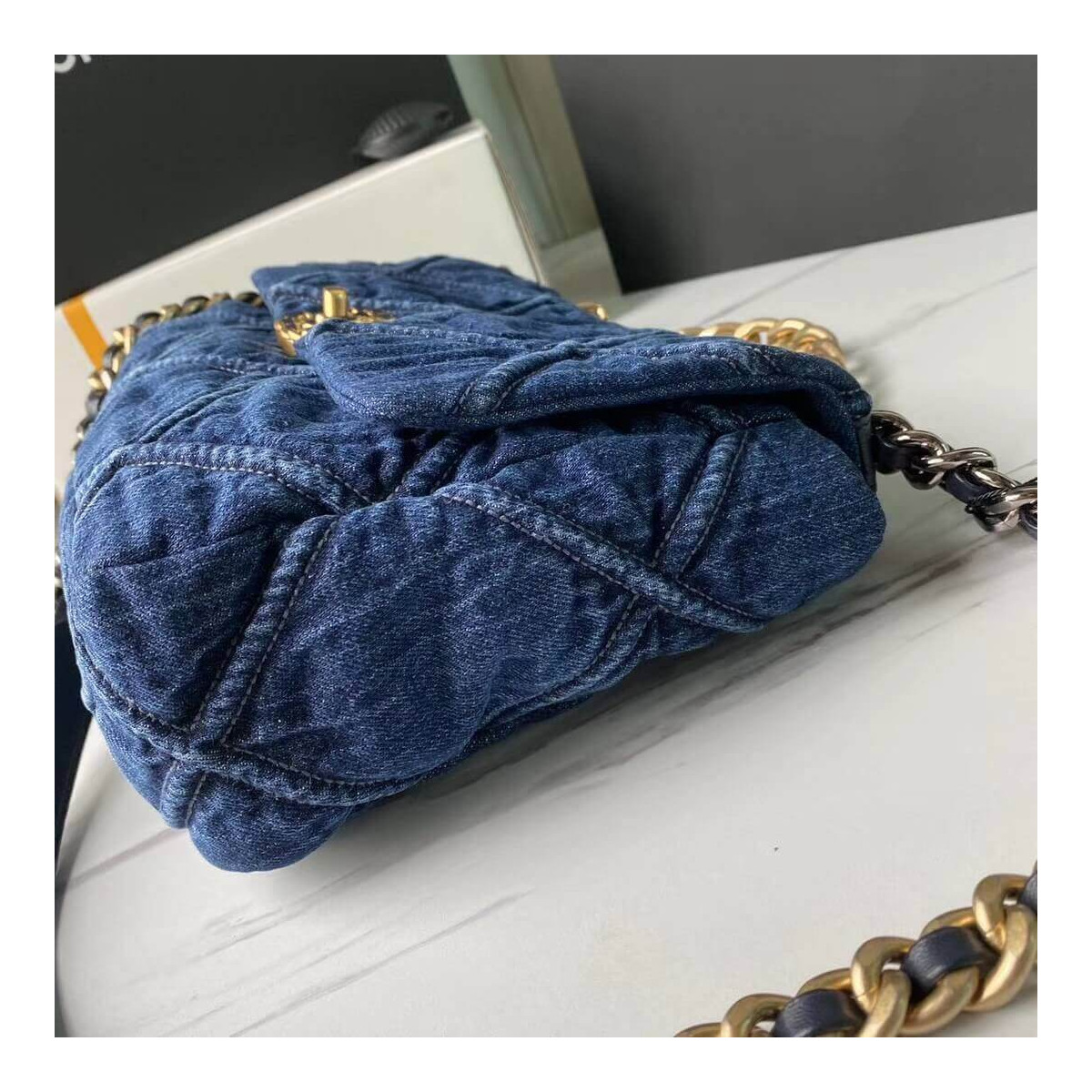 Chanel 19 Large Flap Bag AS1161 Denim