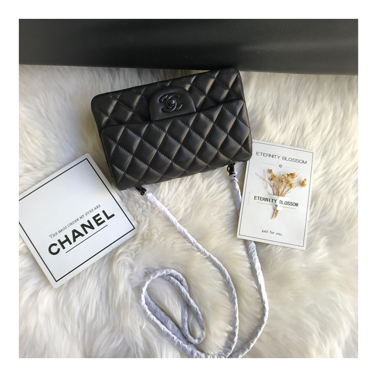 Chanel Lambskin 20cm Classic Flap Bag 1116 Black