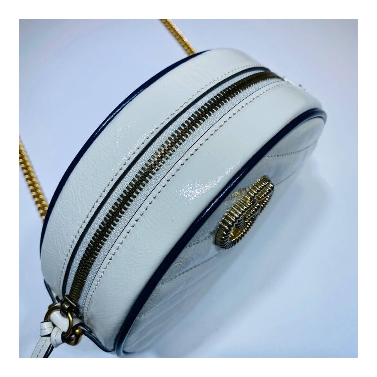 Gucci GG Marmont Mini Round Shoulder Bag 550154 White