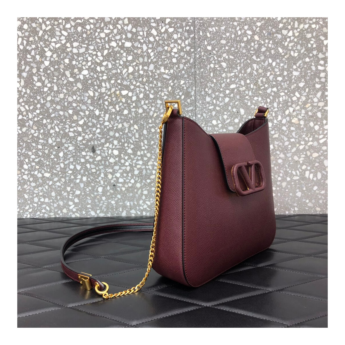 Valentino V-Sling Small Grained-Leather Shoulder Bag 0017