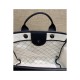 Chanel Wool Felt Deauville Shopping Bag A60598 Black/White