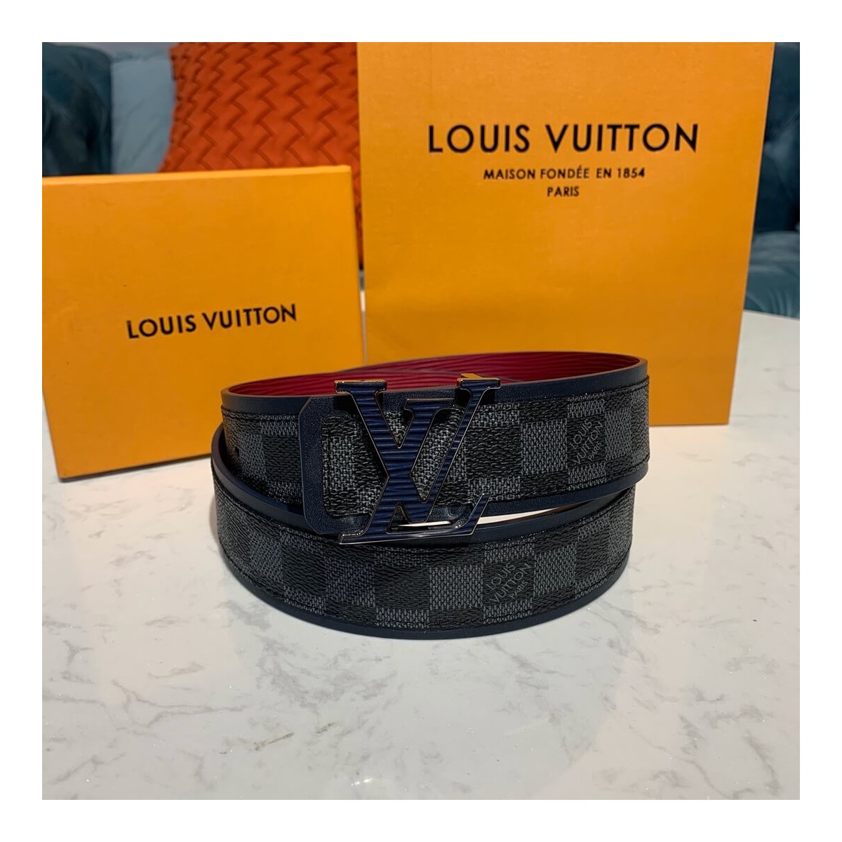 Louis Vuitton Damier Graphite LV Initiales 40mm Reversible Belt M0197U