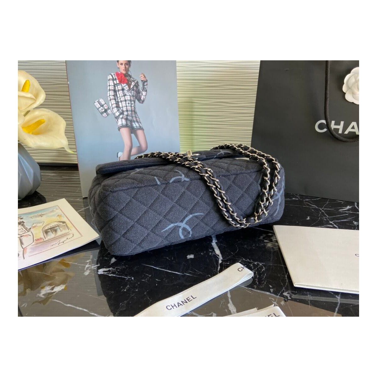 Chanel Denim Classic Flap Jumbo Large Bag AS2072