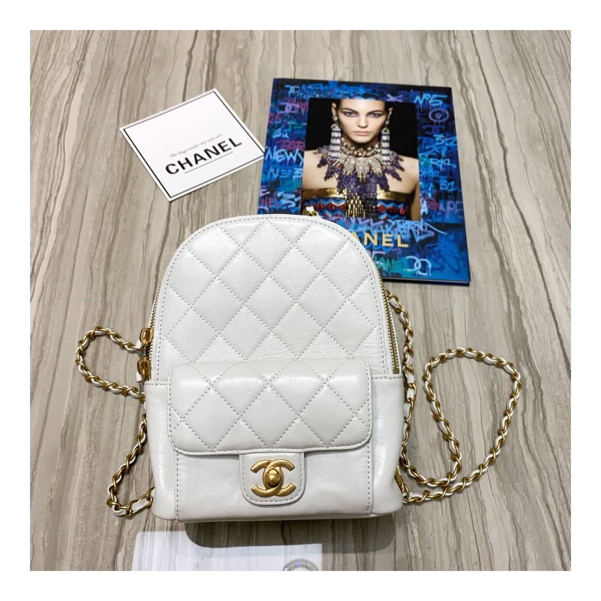 Chanel Waxy Calfskin CC Day Backpack Bag AS8866