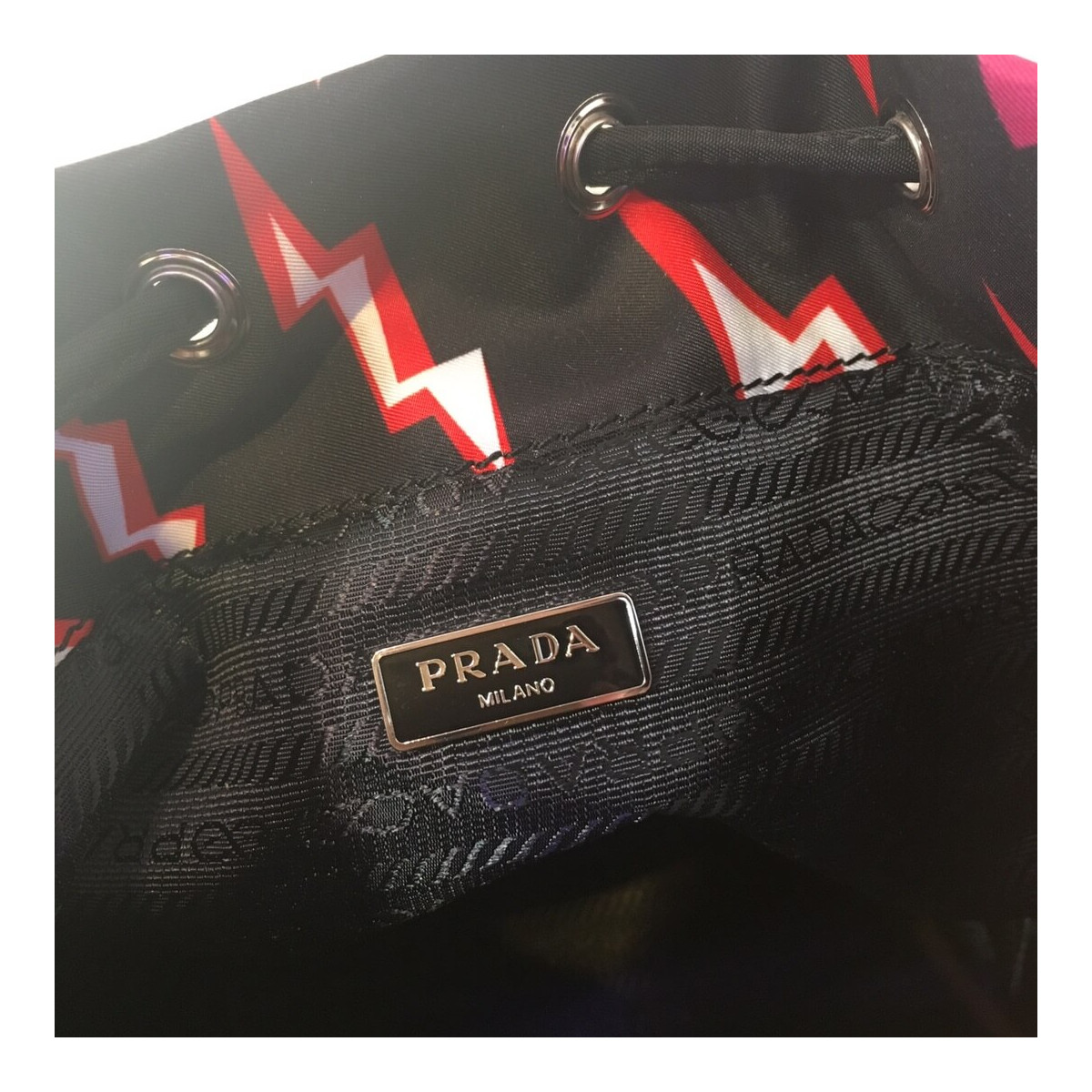 Prada Lightning Print Nylon Shoulder Bag 1BH038