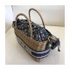 Christian Dior Wicker Basket Shoulder Bag Blue Oblique M7601