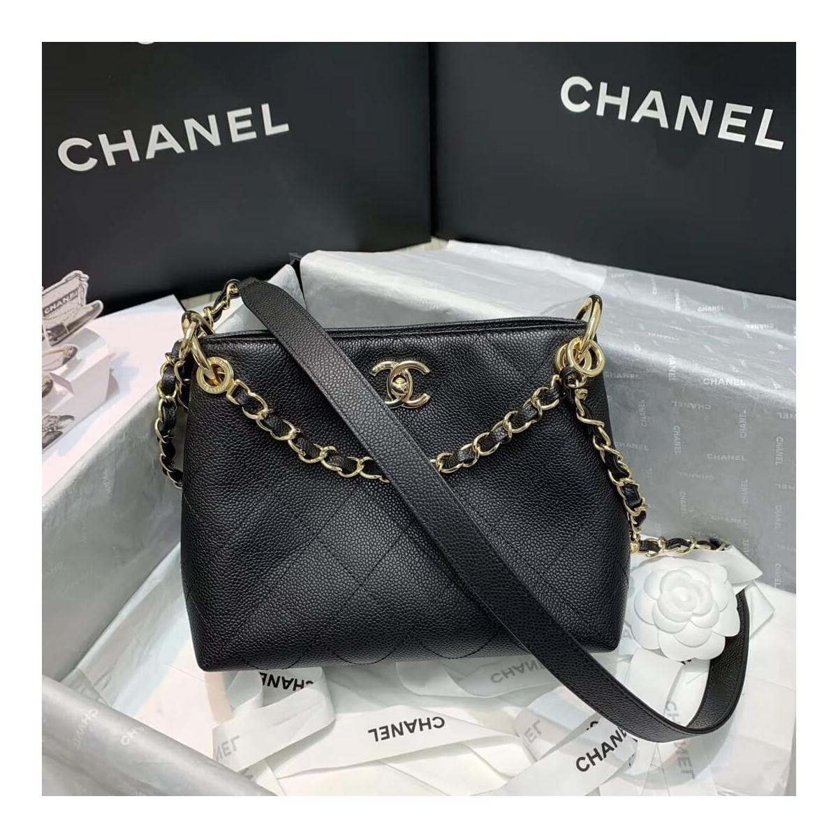 Chanel Grained Calfskin Small Hobo Bag AS1461