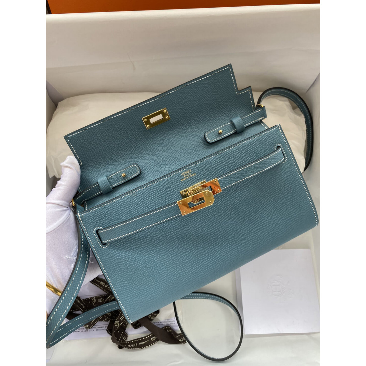 Hermes Kelly Wallet to Go Woc 499041 Blue