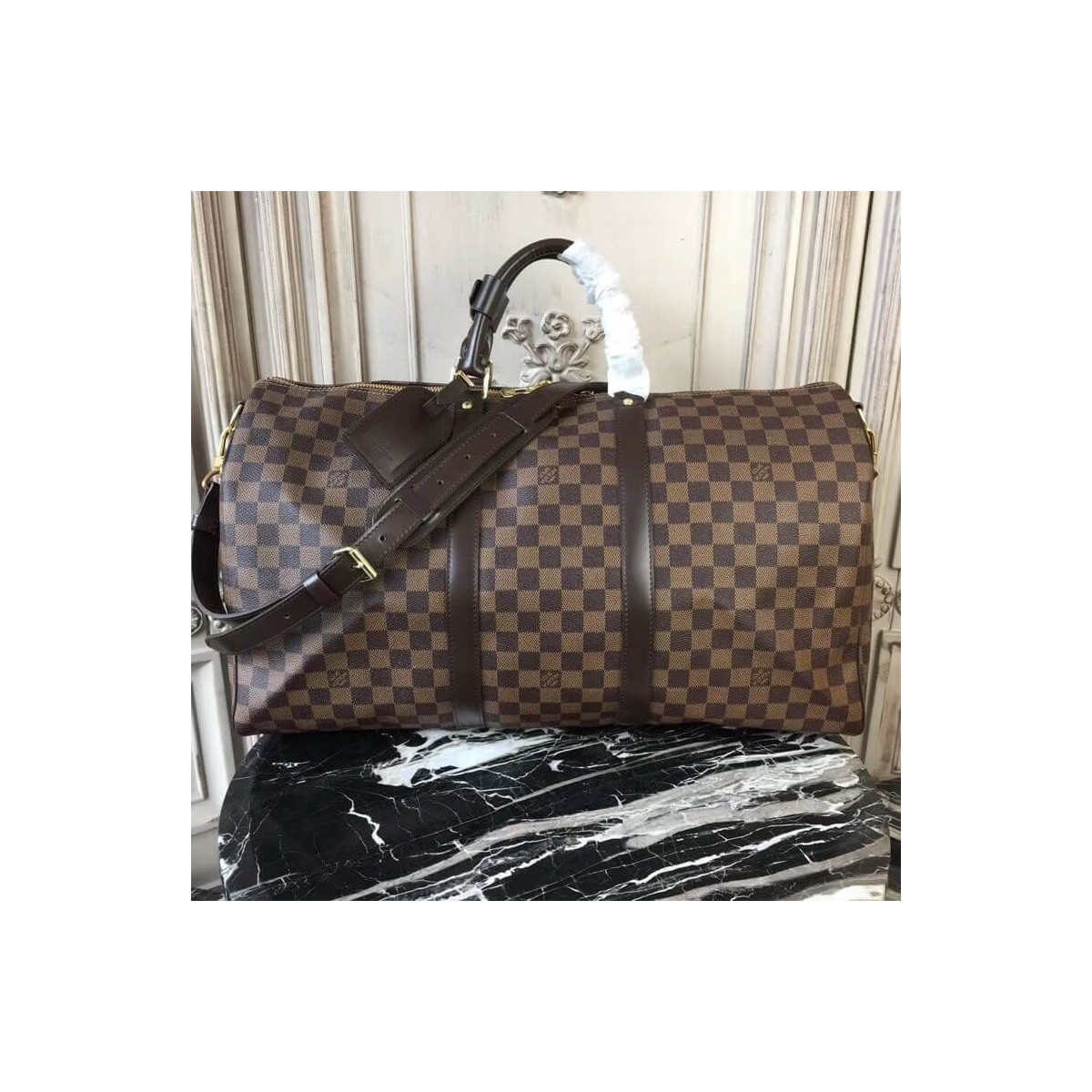 Louis Vuitton Damier Ebene Canvas Keepall Bandouliere  50 N41427