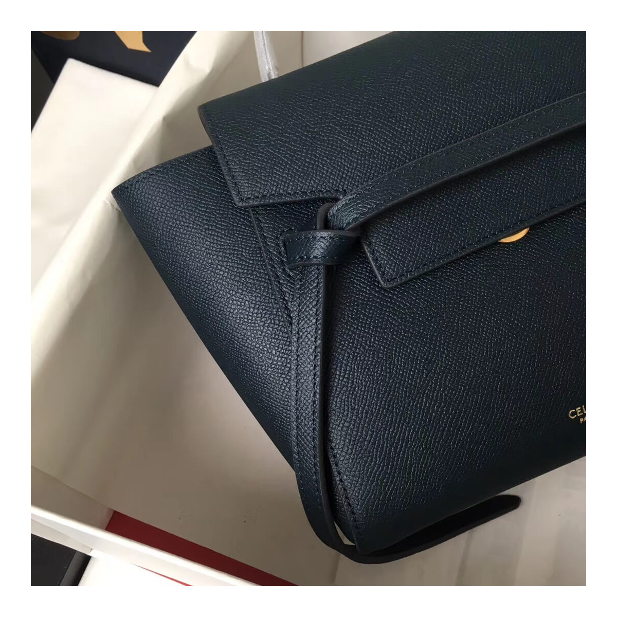 Celine Micro Belt Bag In Grained Calfskin 189153 Navy Blue