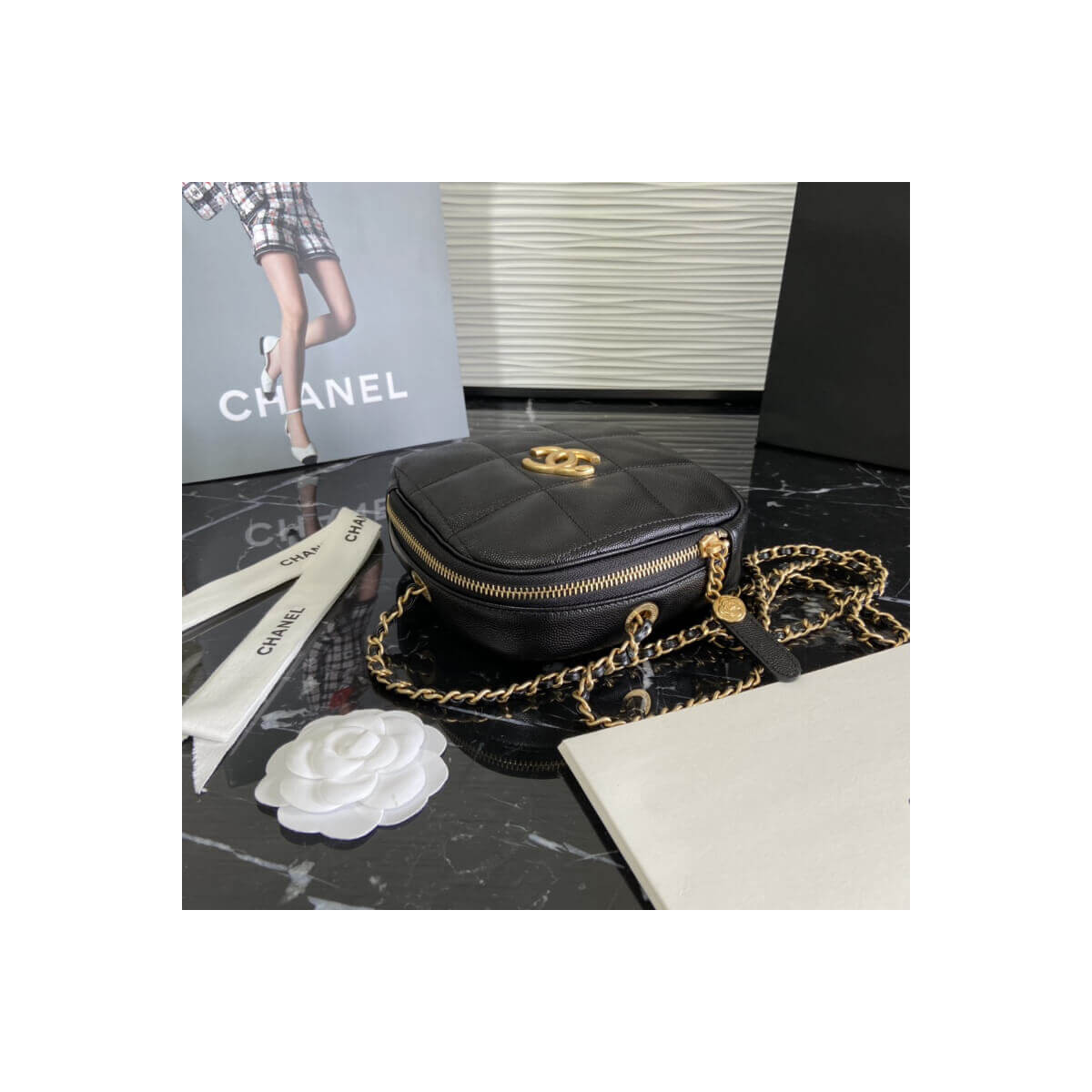 Chanel Small Diamond Bag AS2201 in Grained Calfskin