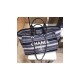 Chanel Deauville Black Grey Striped Tweed Canvas Tote A66941