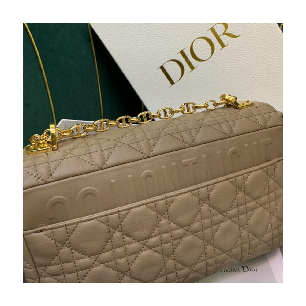 Christian Dior Medium Caro Bag Warm Taupe Supple Cannage Calfskin M9242