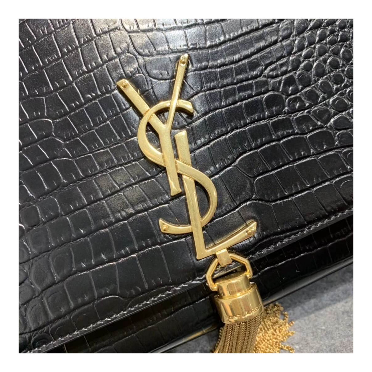 Saint Laurent Medium Kate Tassel Chain Bag In Crocodile Leather 354119