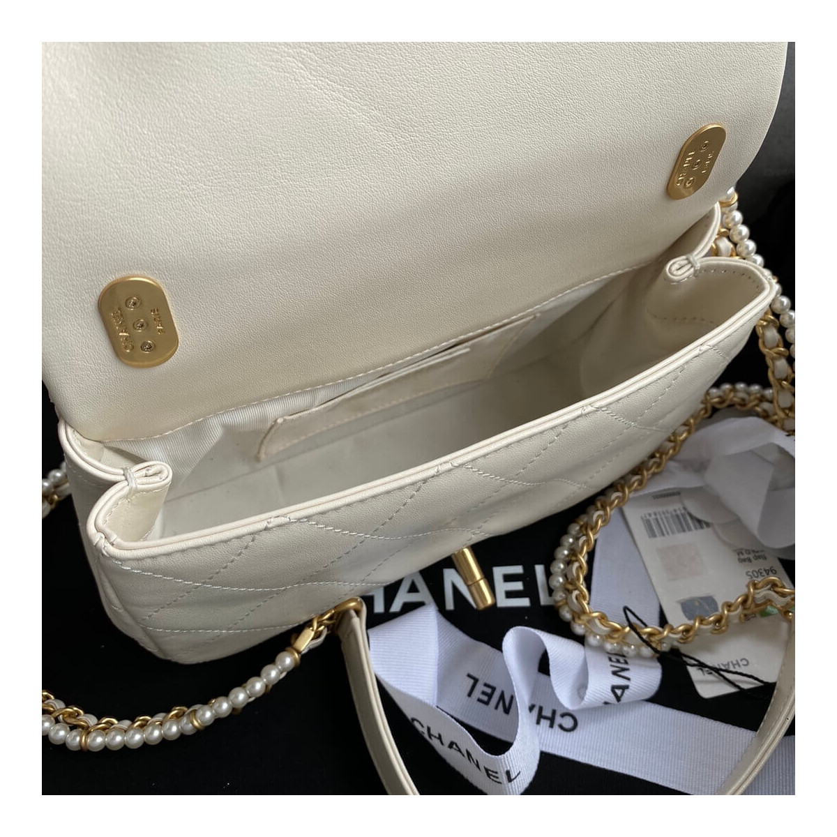 Chanel Crystal Pearls Chain Flap Bag AS2210