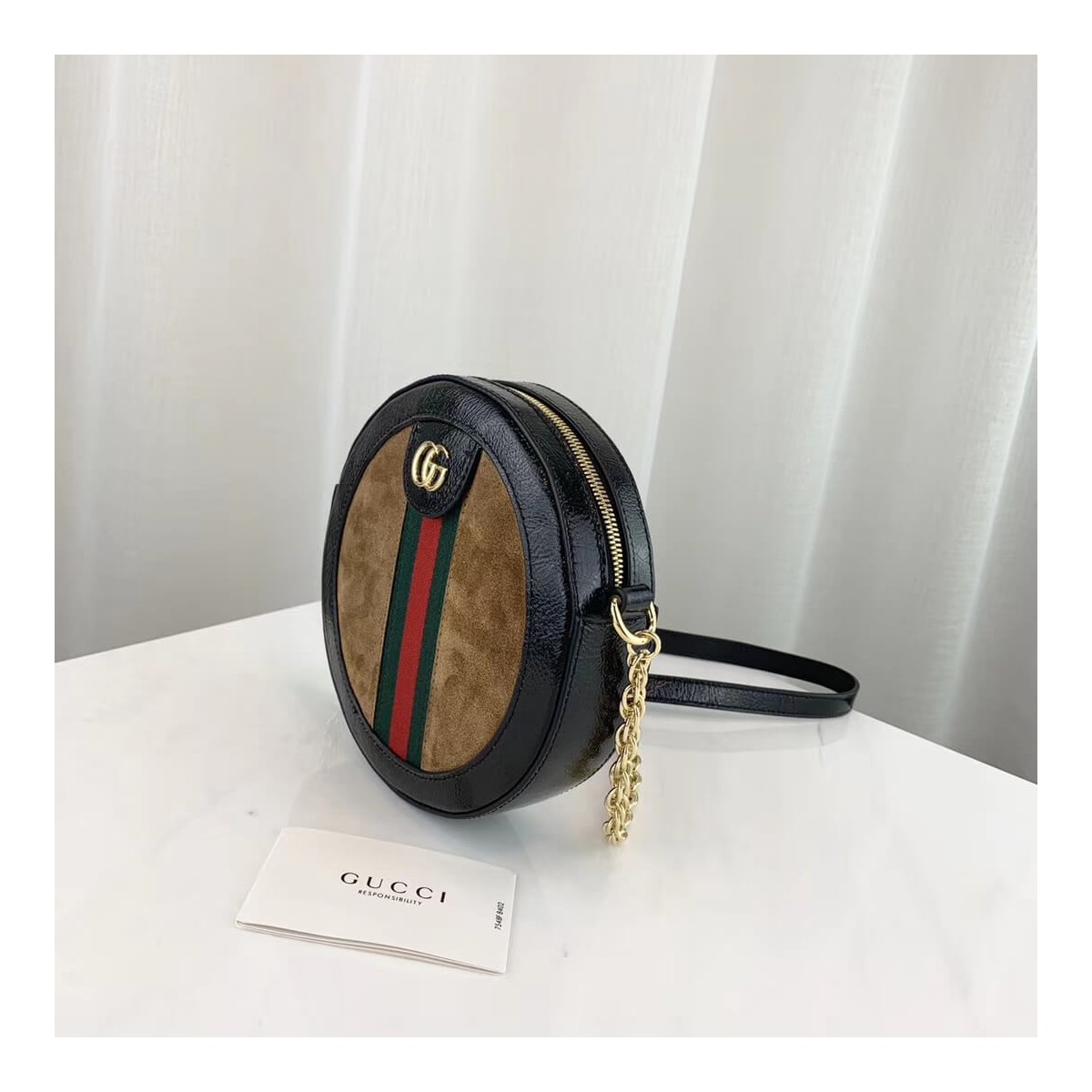 Gucci Suede Ophidia Mini Round Shoulder Bag 550618