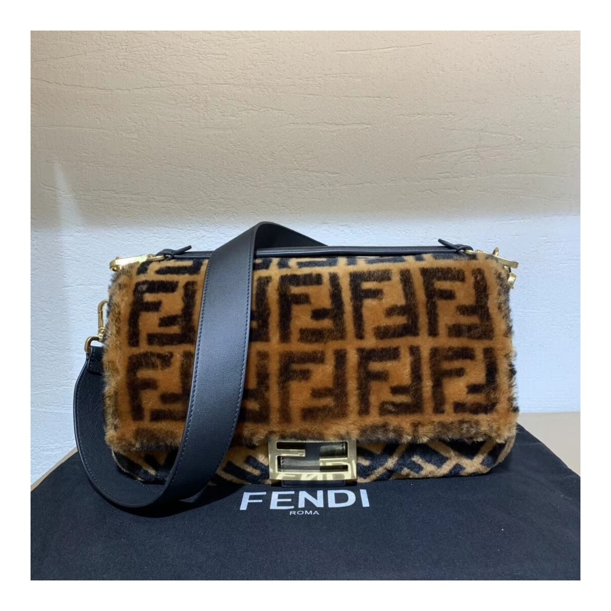 Fendi Sheepskin Large Baguette Bag 8BR771