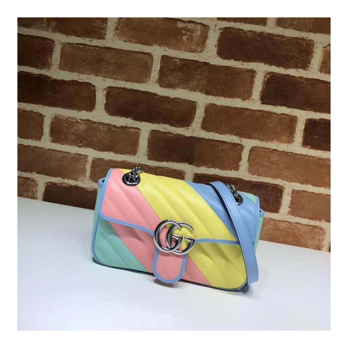 Gucci GG Supreme Mini Bag In Pastel And Rainbow 446744