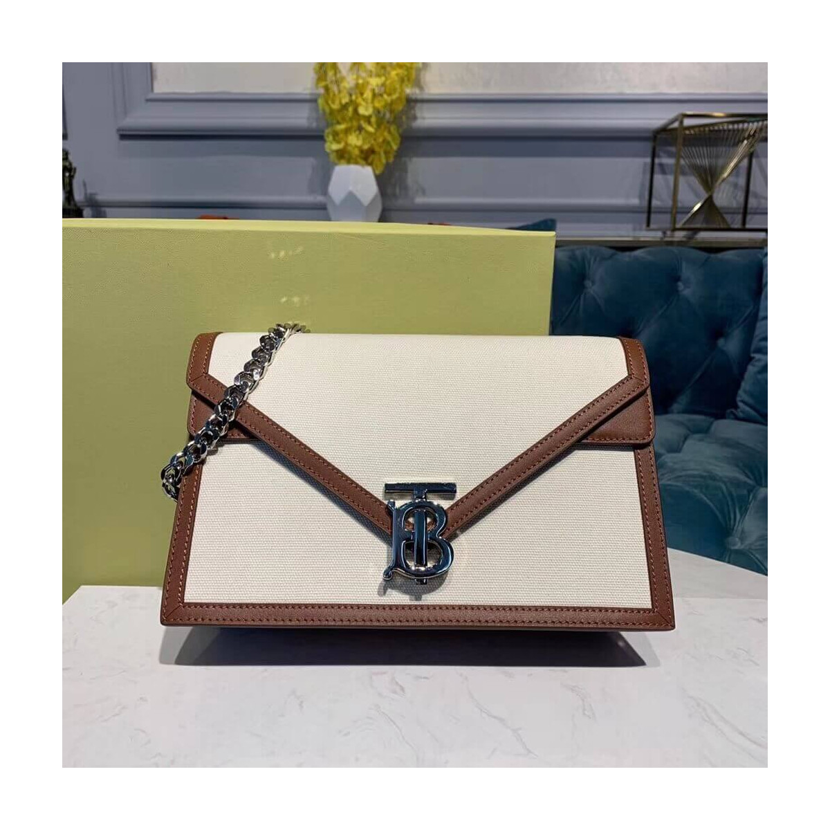 Burberry Small Canvas and Leather TB Envelope Clutch 80124471