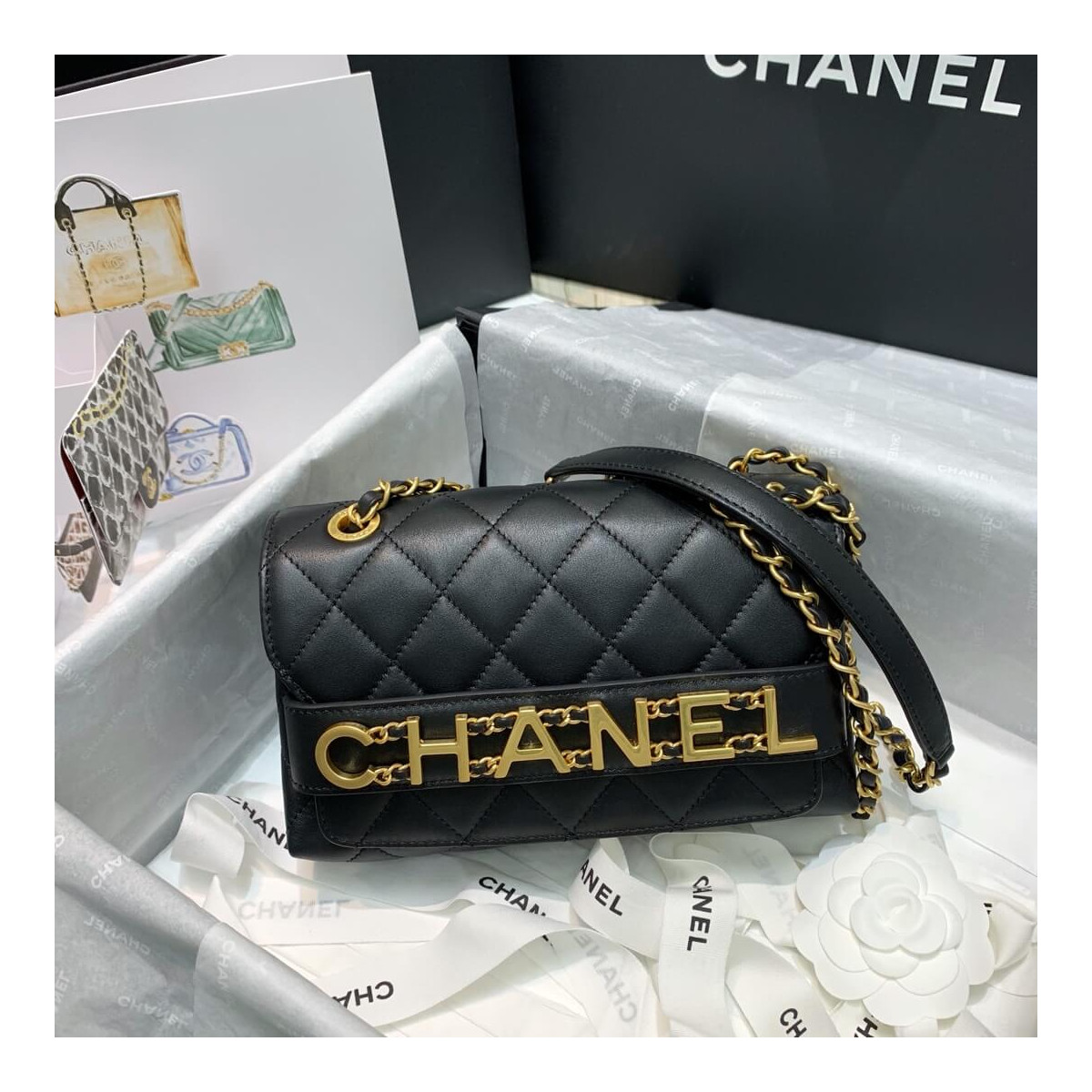 Chanel Front Logo Small Flap Bag AS1490