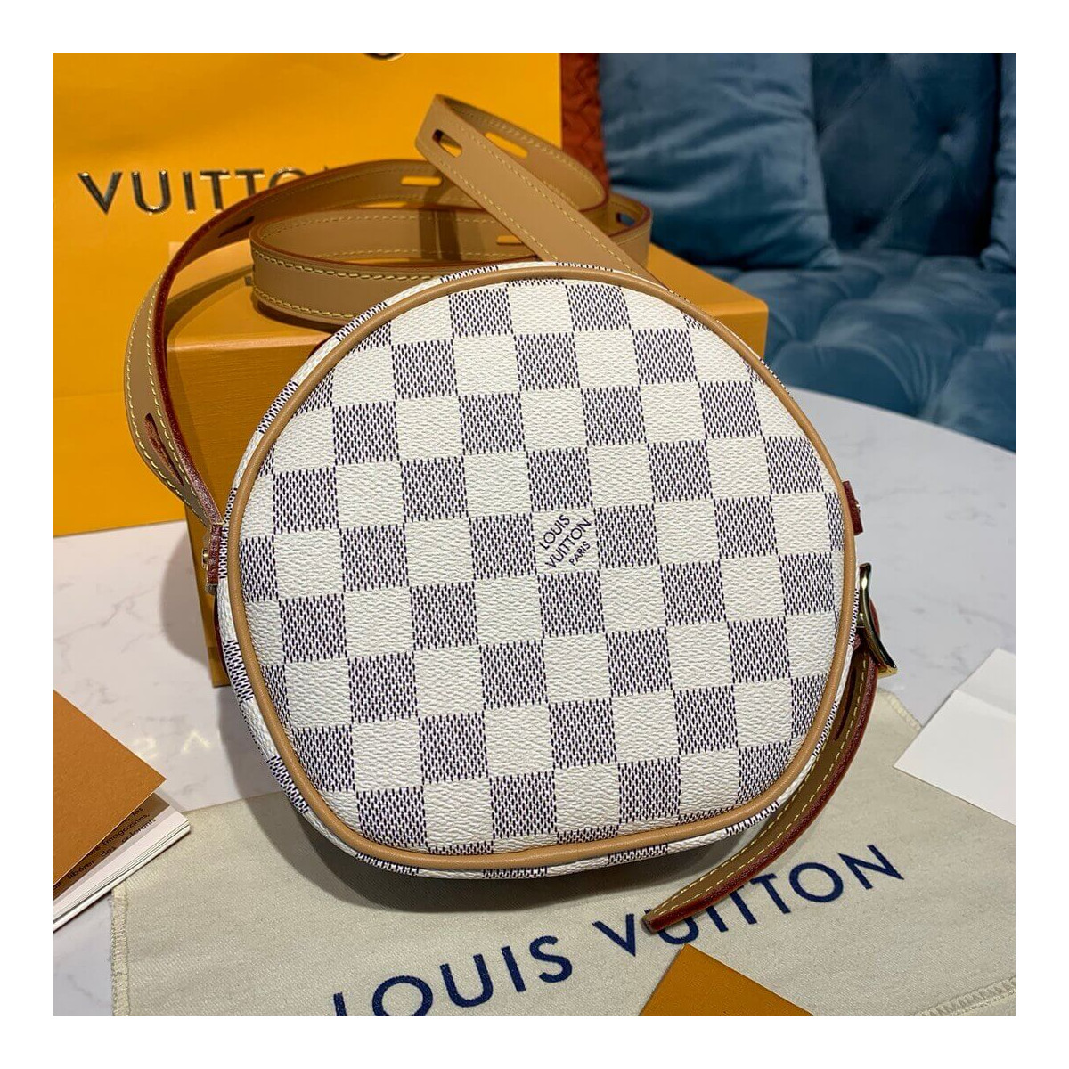 Louis Vuitton Damier Azur Boite Chapeau Souple PM N40333