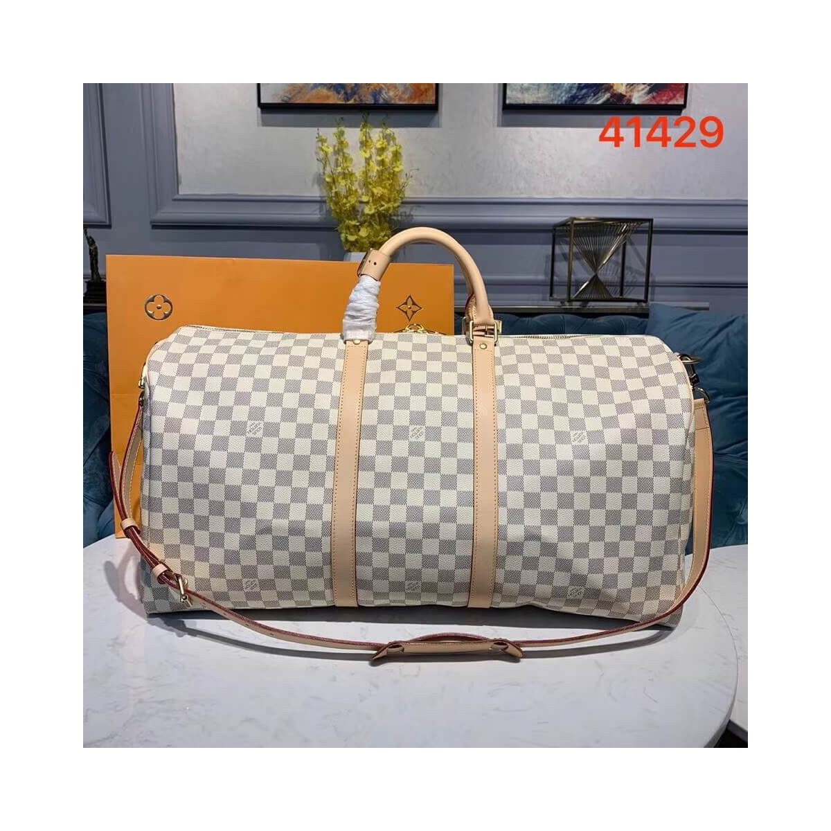 Louis Vuitton Damier Azur Keepall Bandouliere 55 N41429