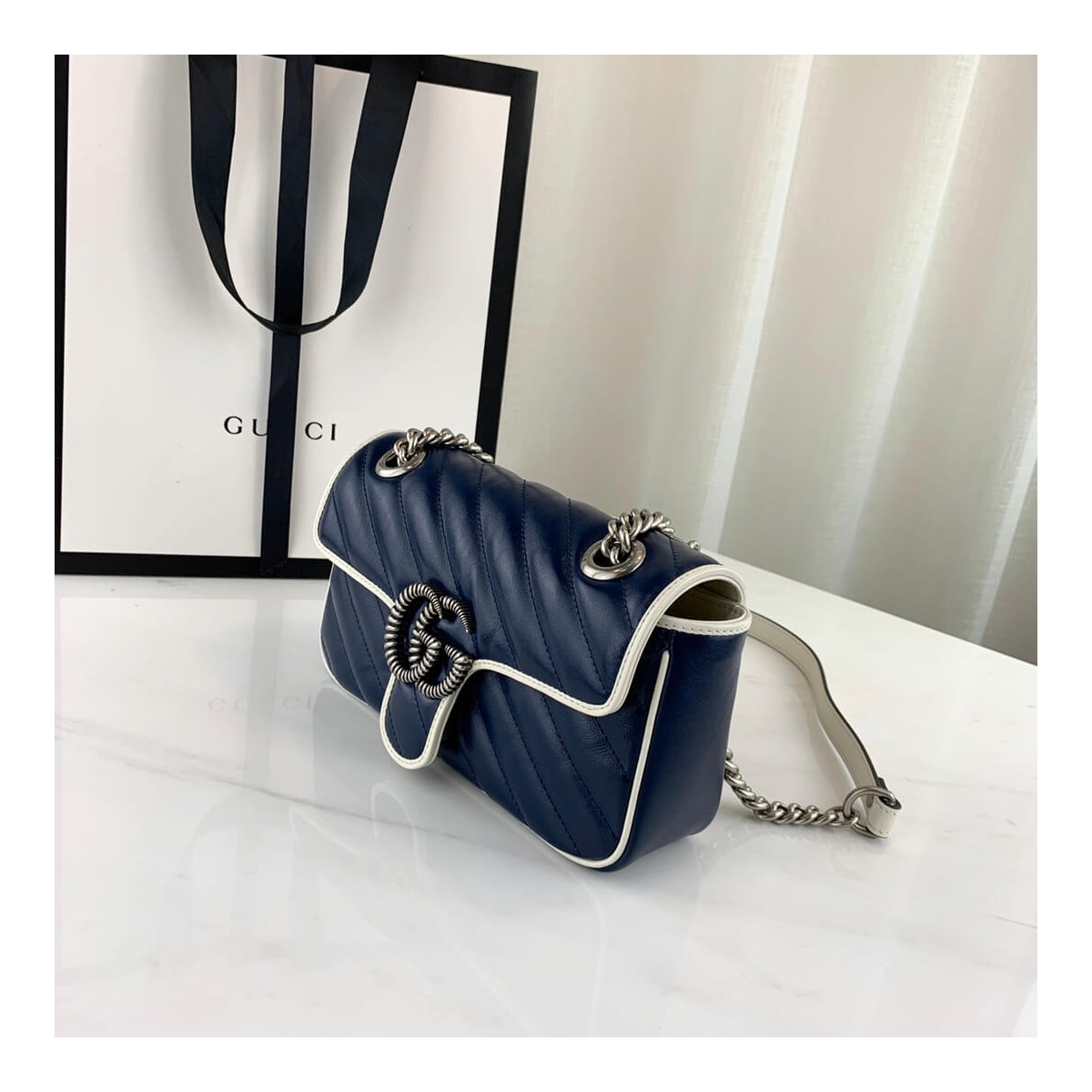 Gucci GG Marmont Matelassé Mini Bag 446744 Blue