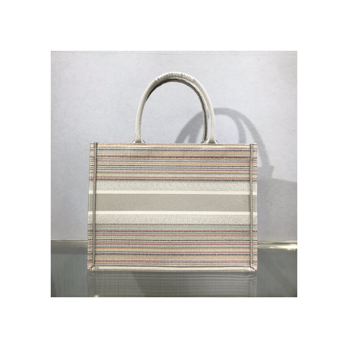 Dior Small Book Tote Multicolor Stripes Embroidery M1296