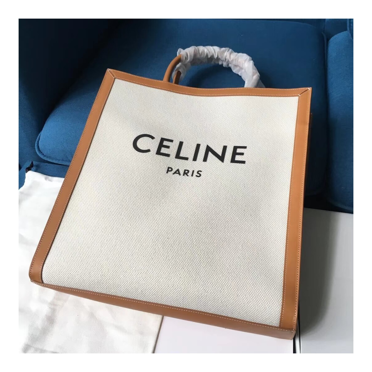 Celine Vertical Cabas Celine In Canvas With Celine Print And Calfskin 190402