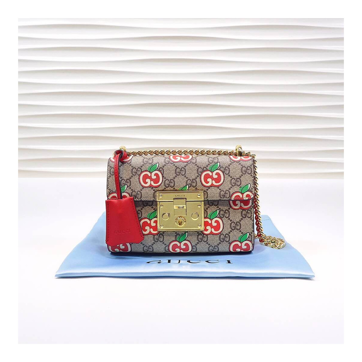 Gucci GG Apple Print Padlock Small Shoulder Bag 409487