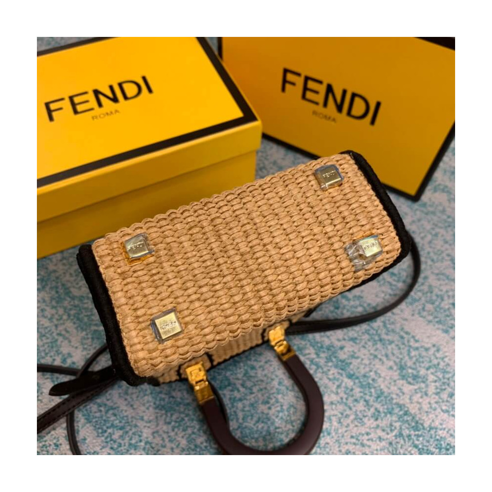 Fendi Sunshine Mini Woven Tote 8BS051 Beige