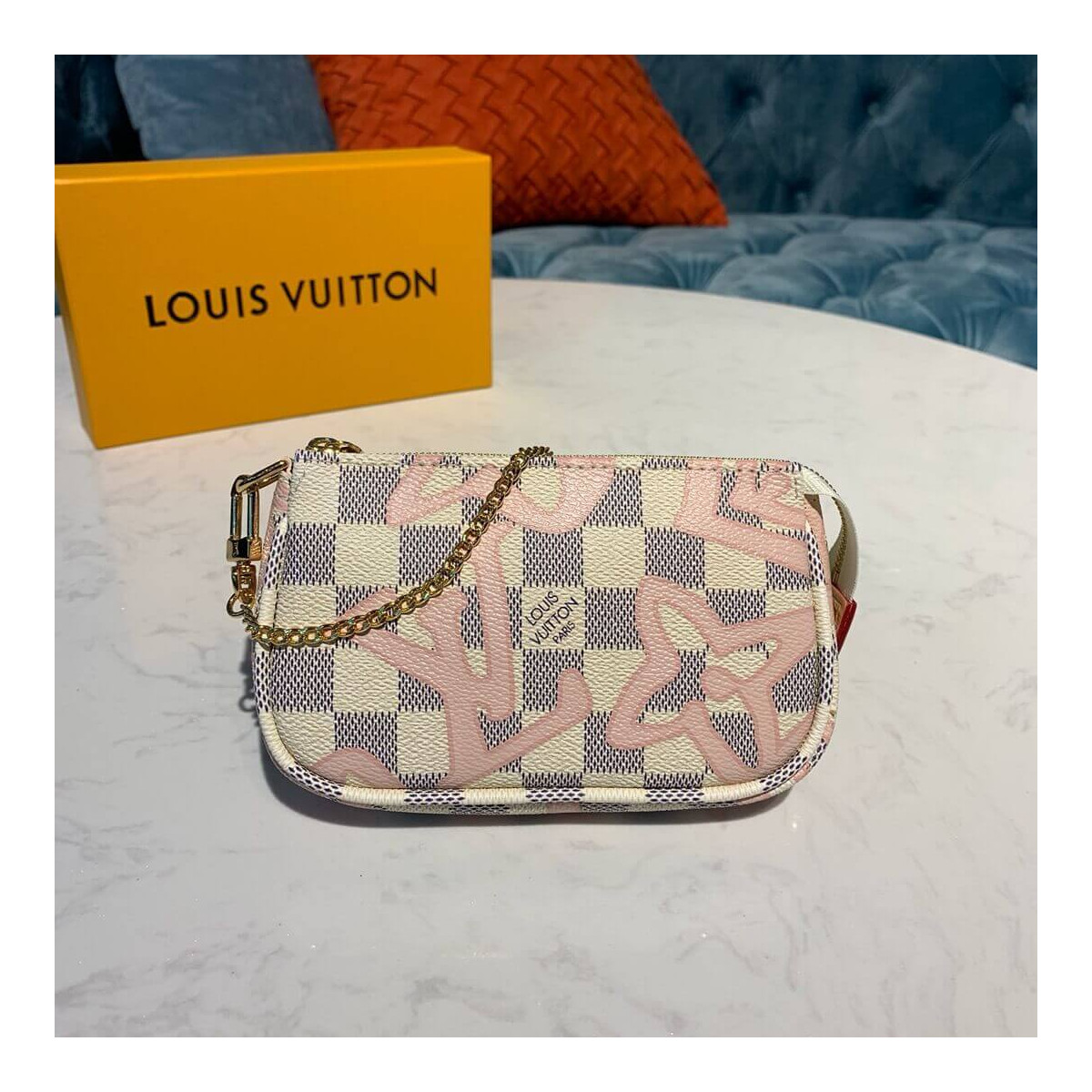 Louis Vuitton Damier Azur Canvas Mini Pochette Accessoires N60051