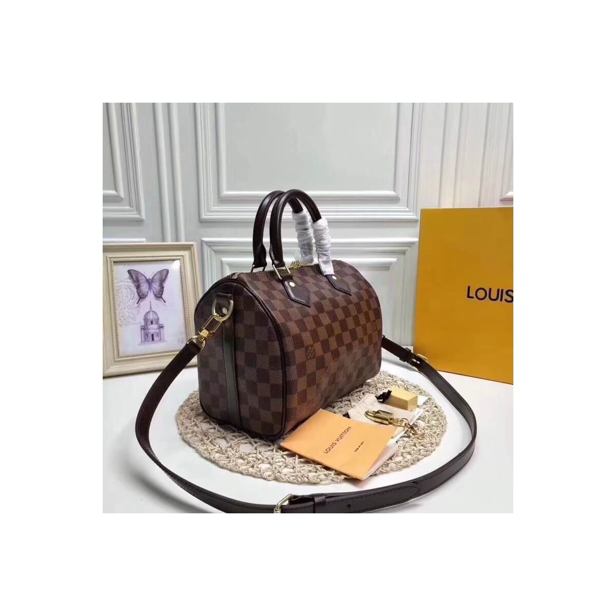 Louis Vuitton Damier Ebene Canvas Speedy Bandouliere 25 N41368