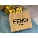 Fendi Sunshine Large Shopper Woven Raffia Tote 8BH372 Beige