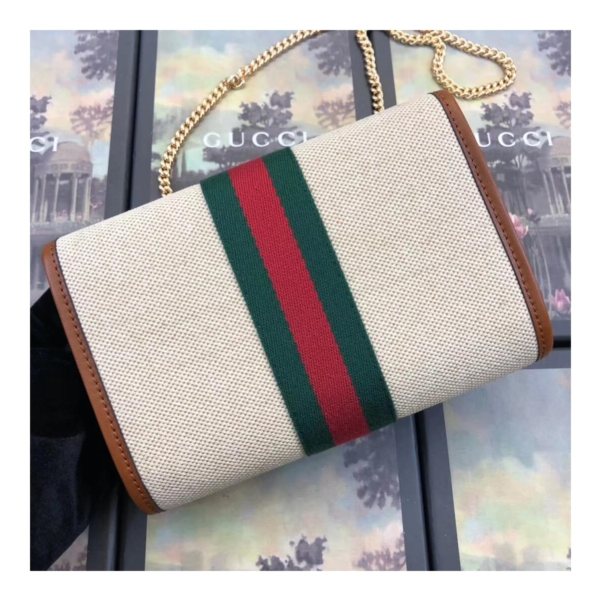 Gucci Vintage Canvas Rajah Mini Bag 573797 Beige