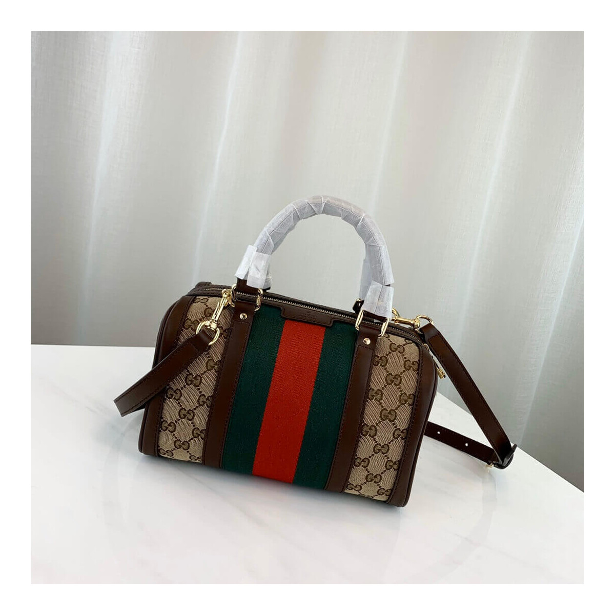 Gucci Vintage Web Original GG Boston Bag 269876 Coffee