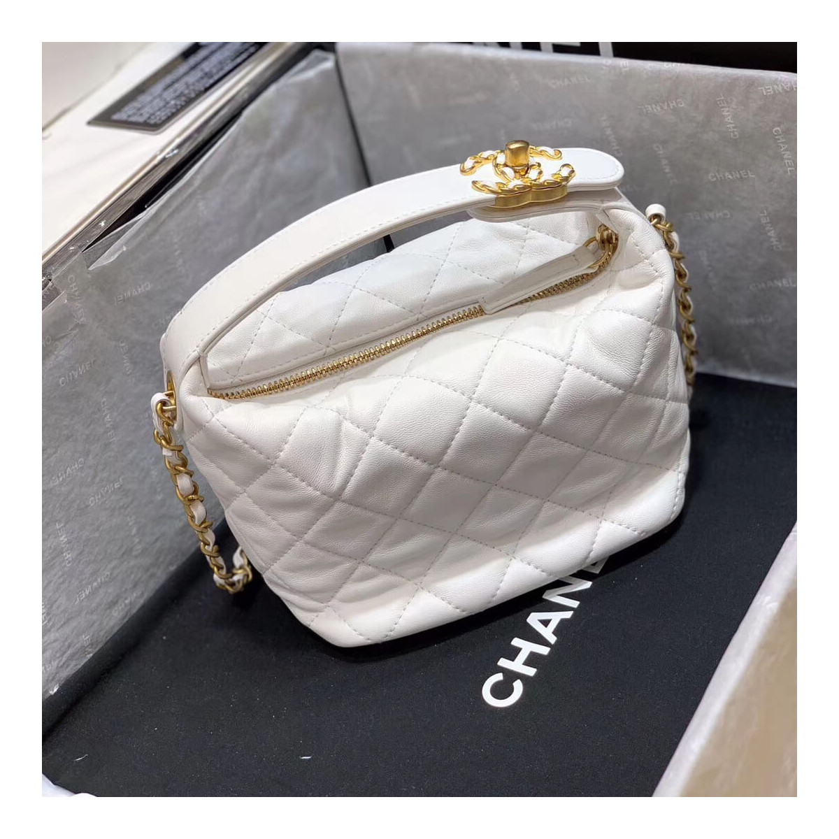 Chanel Small Lambskin Hobo Bag AS1745