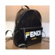 Fendi Mania Logo Zucca Coated Medium Black Canvas Backpack 8BZ039