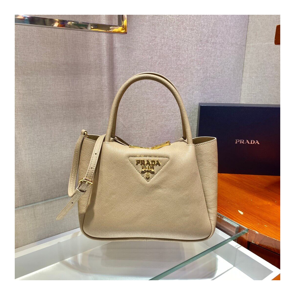 Prada Deerskin Leather Should Tote Bag 1BC145