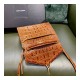 YSL Saint Laurent Cassandra Mini Top Handle Bag In Caiman Embossed Leather 602716 Brown