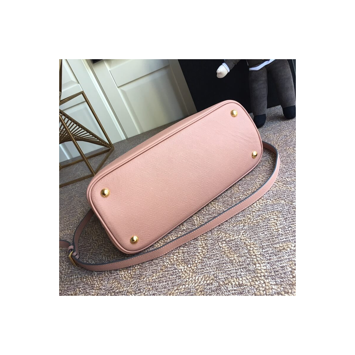 Prada Two-Tone Saffiano Leather Double Bag 1BG775 Pink/Grey