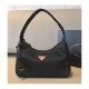 Prada Re-Edition 2000 Nylon Hobo Bag 1NE515 Black with Red Logo