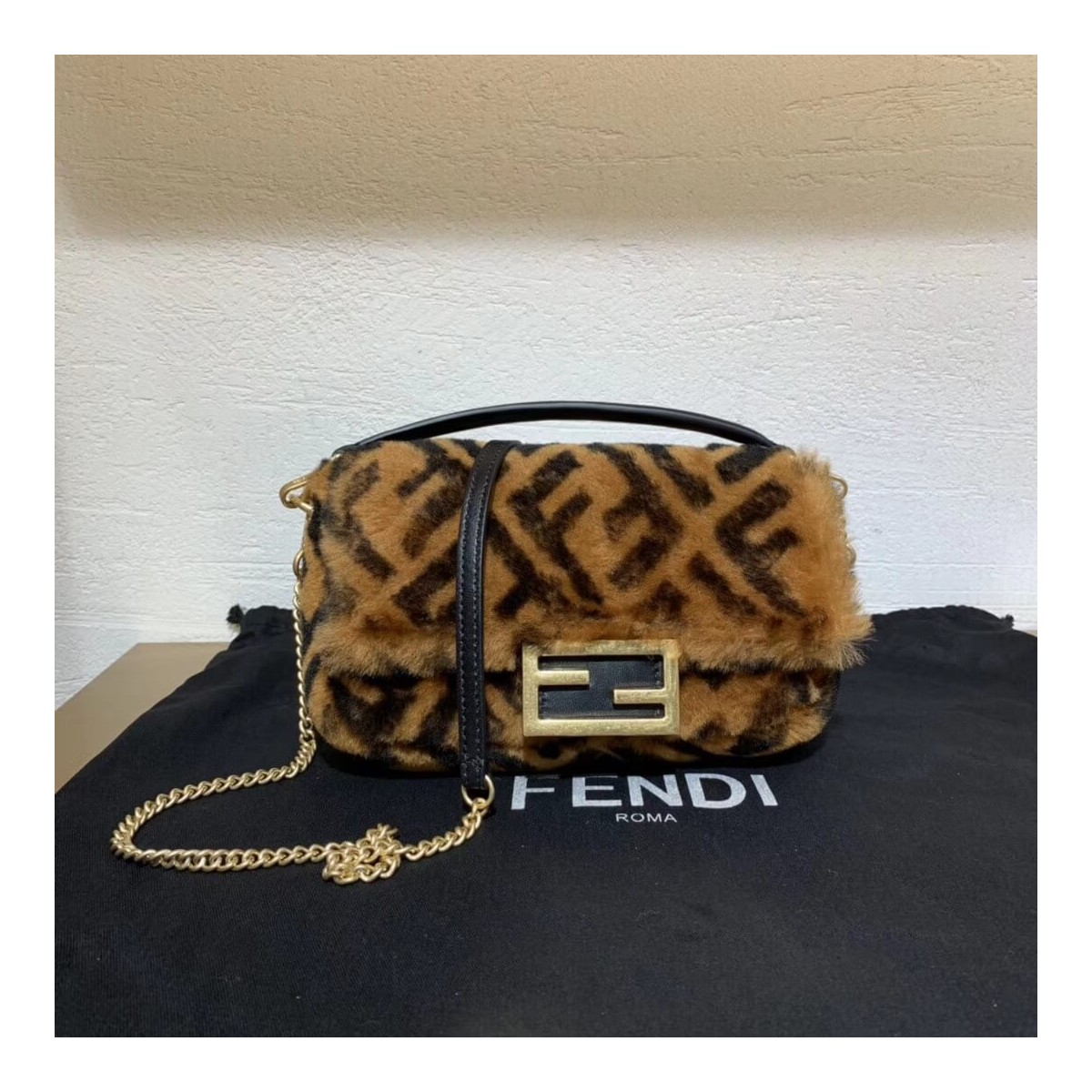 Fendi Sheepskin Mini Baguette Bag 8BS017