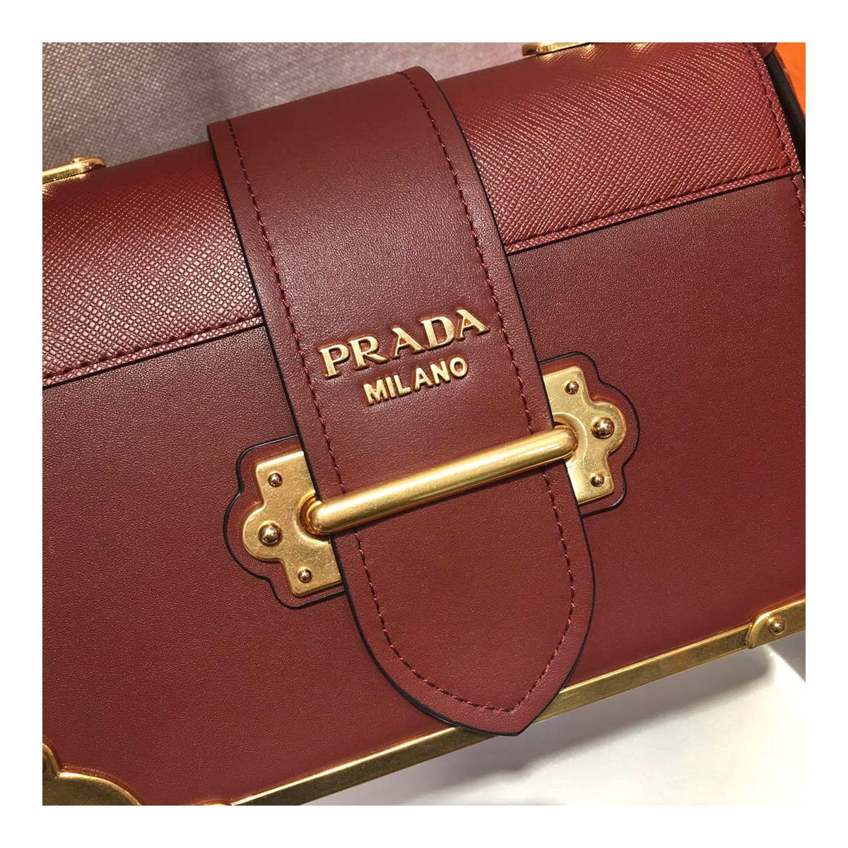 Prada Cahier Leather Shoulder Bag 1BD045