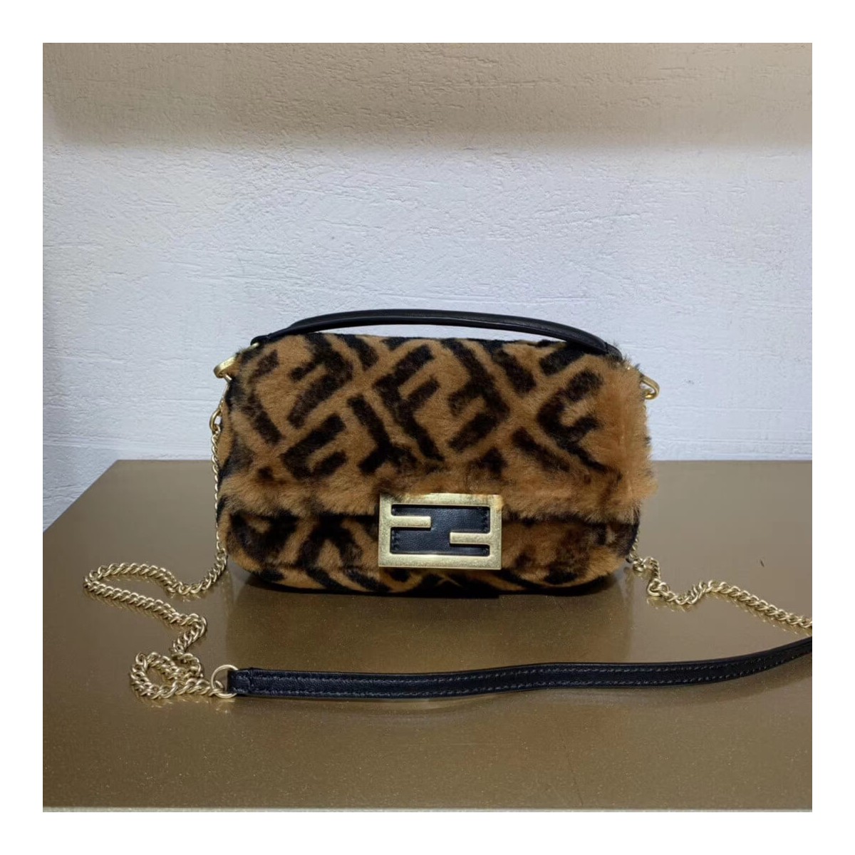 Fendi Sheepskin Mini Baguette Bag 8BS017