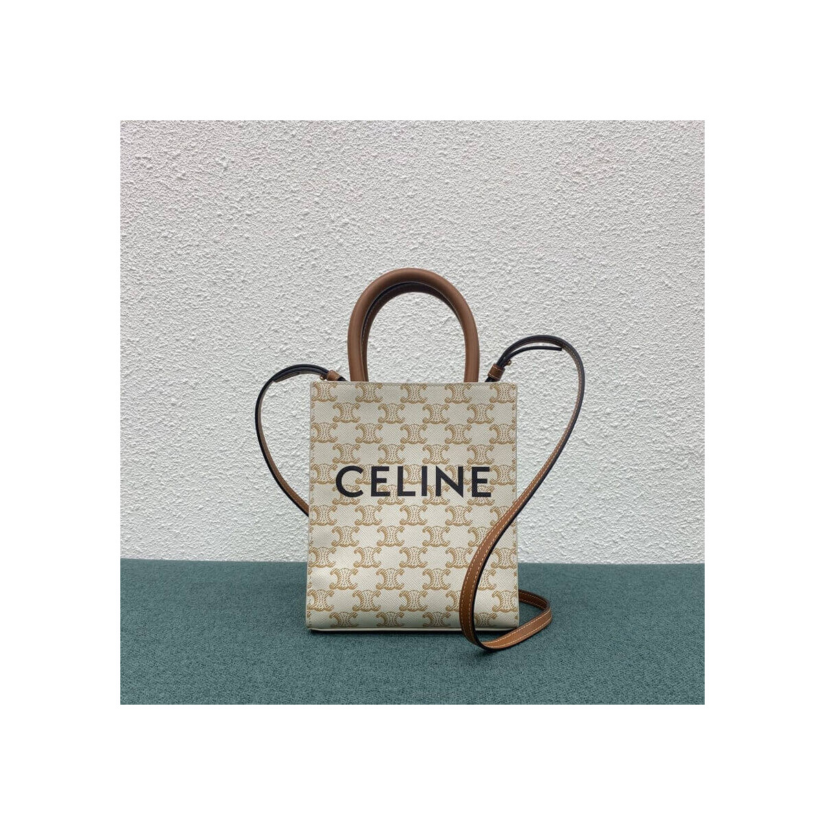 Celine Mini Vertical Cabas In Triomphe Canvas 194372 White