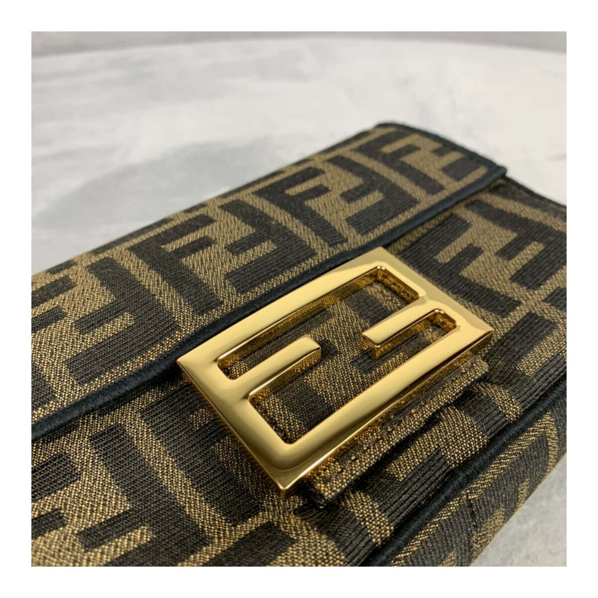 Fendi Mini Baguette Bag in Brown Fabric 8BS017