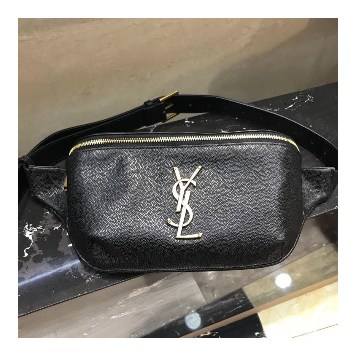 Saint Laurent YSL Classic Monogram Belt Bag In Grain Leather 569737